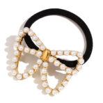 Hair Accessories Stainless Steel Metal Pearl Bow Hair Ropes for Women - 图片 5
