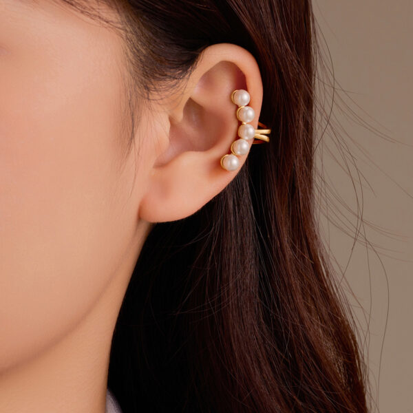 Stainless Steel Gold Plated Clip on Pearl Earrings Women