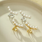 Stainless Steel Gold Plated Clip on Pearl Earrings Women - 图片 2
