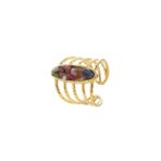 18-karat Gold Titanium Steel Line Wrapped with Natural Stone Open Ring - 图片 5
