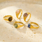 Steel Ring 18K Gold Plated Natural Stone Ring Wholesale - 图片 2