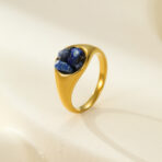 Steel Ring 18K Gold Plated Natural Stone Ring Wholesale - 图片 4