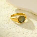 Steel Ring 18K Gold Plated Natural Stone Ring Wholesale - 图片 3