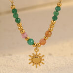18k Gold-plated Stainless Steel Retro Sun Star Cross Pendant Necklace - 图片 3