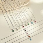 Necklace Silver Stainless Steel Multicolor Gemstone Charm Necklace - 图片 2
