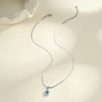 Necklace Silver Stainless Steel Multicolor Gemstone Charm Necklace - 图片 3