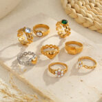 Stainless Steel Jewelry Leaf Ring Simple Female Flower - 图片 2