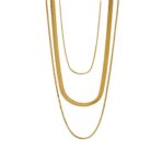 Three Layer Snake Chain Necklace Jewelry Unisex Stainless Steel 18K - 图片 4