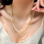 Three Layer Snake Chain Necklace Jewelry Unisex Stainless Steel 18K - 图片 3