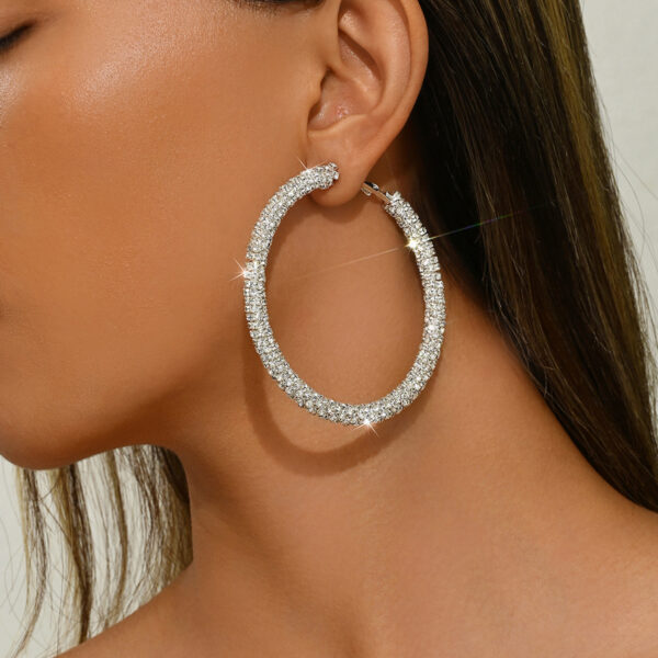 Women's Big Crystal, Rhinestone Hoop Earrings Fashionable Circle Earrings