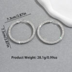Women's Big Crystal, Rhinestone Hoop Earrings Fashionable Circle Earrings - 图片 2