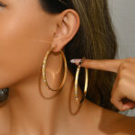 Large Circle Earrings Women Fashion Runway Geometric Hollow Earrings